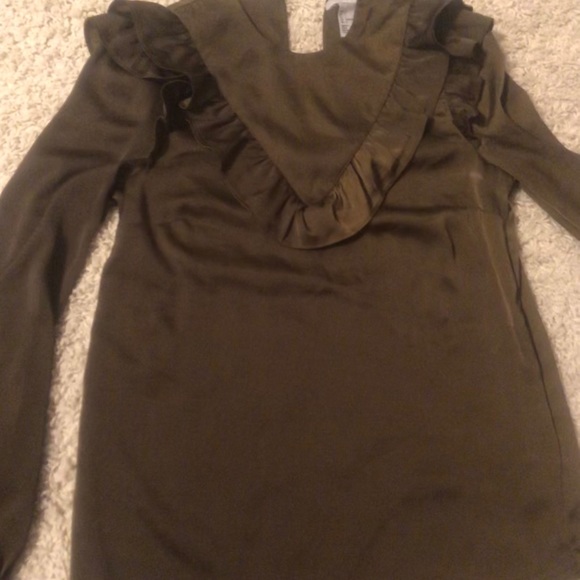 H&M olive green silk shirt - Picture 1 of 3